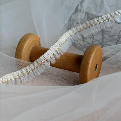 1 Yard Width 1.5cm High Quality Gold Fringe Tassel Lace Trim Knitted Lace Fabric Ribbon DIY Garment Curtain Sewing Accessories