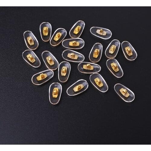 10 Pairs/Lot Golden PVC Glasses Anti Slip Aluminum Conductor Silver Nose Pads
