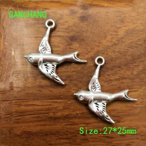 10pcs 27*25mm Zinc Alloy Swallow DIY Charm