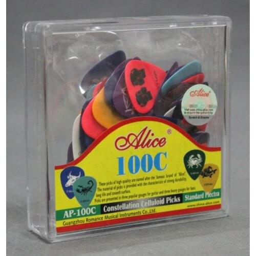 100pcs Box-packed AP-100C Heart-shaped Colorful Celluloid Constellation Guitar Picks Plectrum 0.46/0.71/0.81mm
