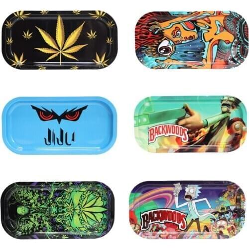 200pcs/lot Square Corner Metal Painting Cigarette Rolling Trays Smoking Tobacco Storage Tray Smoking Tool Accessory Wholesale