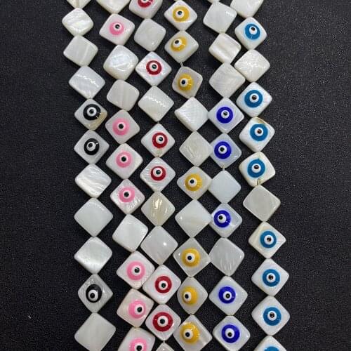 29 Pcs/pack Natural Freshwater Shell Beads Rhombus Beads Devils Eyes Bracelets and Necklaces Making Womens Charm Jewelry