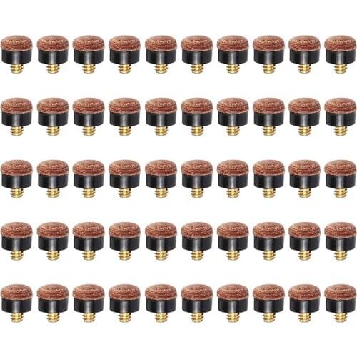 50Pcs Billiard Pool Cue Stick Screw-on Tips 1m Billiard Cue Tips for Pool Cues and Snooker