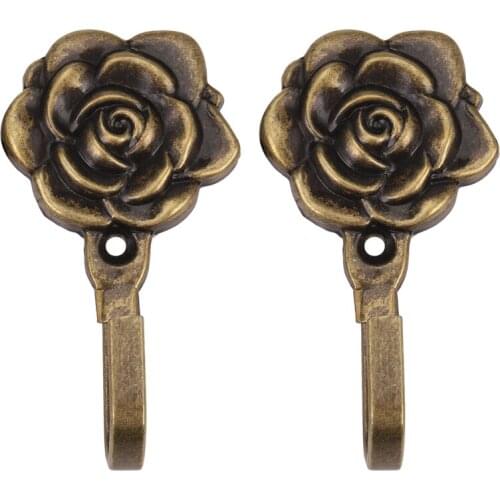 Promotion! 2Pcs Metal Rose Flower Curtain Tie Back Tieback Holders Wall Hooks Decor