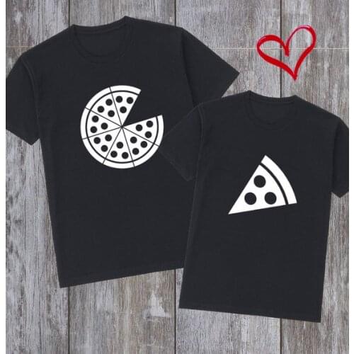 Couples Shirts Pizza Matching Couples T-Shirt Matching Hipster Stylish Valentines Day Gift Funny Pizza Harajuku Tops tees