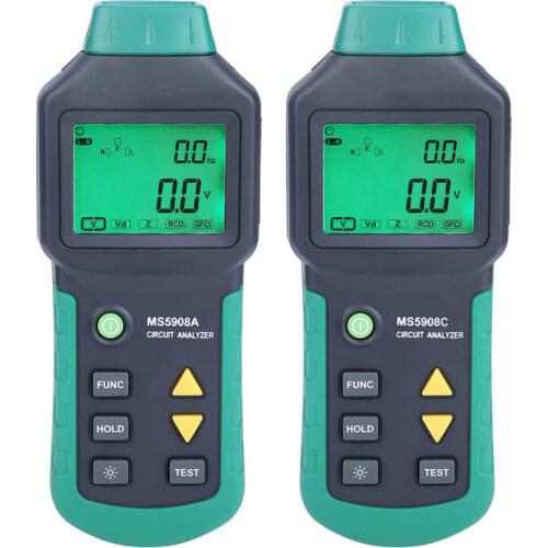 Circuit Analyzer AC100-240V MASTECH MS5908A/MS5908C LCD Circuit Analyzer With Voltage GFCI RCD Tester TRMS measuring AC Voltage
