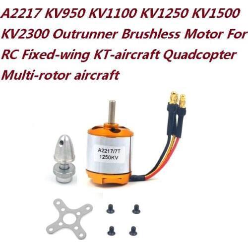 2pcs A2217 KV950 KV1100 KV1250 KV1500 KV2300 Outrunner Brushless Motor For RC Fixed-wing KT-aircraft Quadcopter Multi-rotor