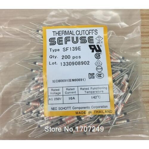 Free Shipping 100PCS/lot NEW SF139E SEFUSE Cutoffs Thermal Fuse 142C 142 Degree 10A 250V Metal fuse SF139E