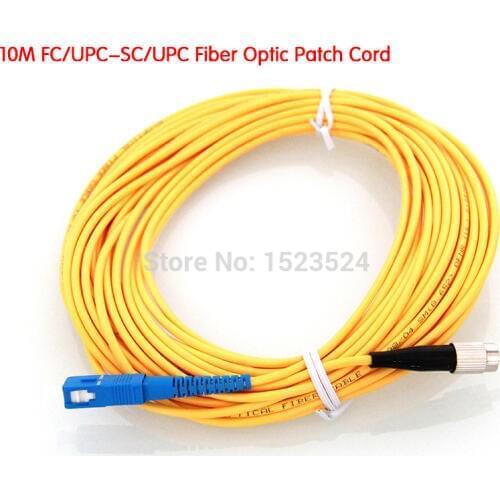 Free Shipping SM Simplex 3.0mm 10M 9/125um FC-SC Fiber Optic Jumper Cable FC/UPC-SC/UPC Fiber Optic Patch Cord