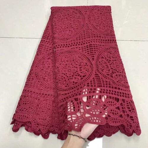 Cheap Red African Cord Guipure Lace Fabric 2020 High Quality French Milk Silk Water Soluble Cord Lace Fabric Nigerian Wedding AW