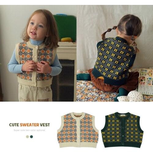 Childrens Vest 2021 Autumn New Girl Turtleneck Sweater Print Girl Warm Vest Girl Clothes Childrens Jacket Childrens Clothing