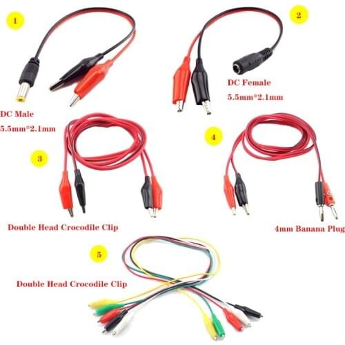 Alligator Clip Electric DIY Test Lead Wire DC Male Female Jack Double Head Crocodile Clip Connector Roach Electrical Test Jumper