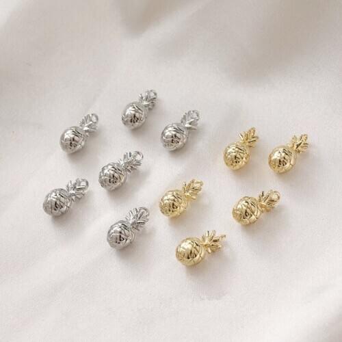 Fruit style 30pcs/lot 6*13mm cartoon pineapple shape 3D copper floating locket charms diy jewelry earring/garment accessory