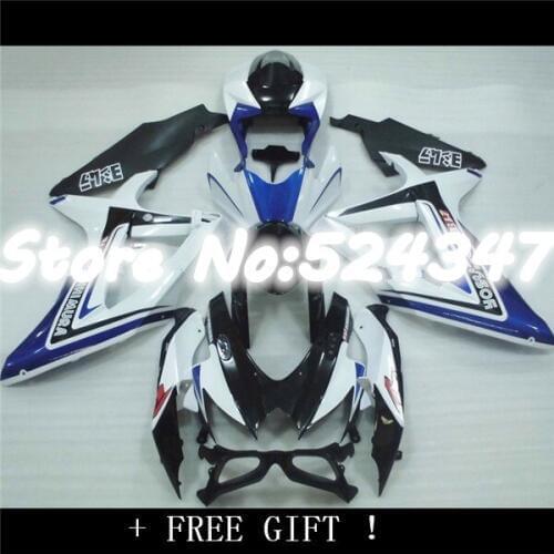 Injection For A Blue white black HOT 08-10 GSXR750 GSXR 600 750 K4A63 GSXR600 K8 Black 08 09 10 2008 2009 2010 Fairing