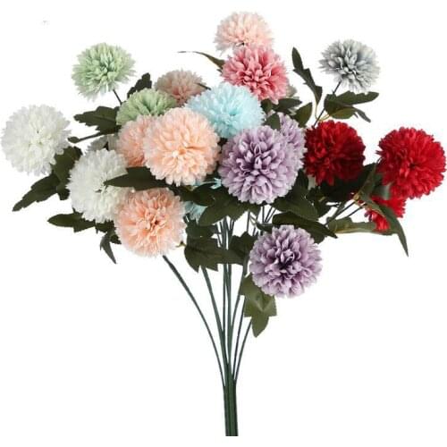 1 Bouquet Artificial Flower 3 Heads Artificial Chrysanthemum Flowers Christmas Wedding Party Home Decor Fake Flowers 9 Colours