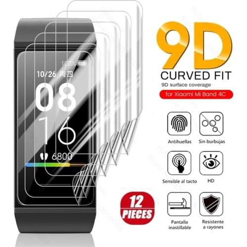 12PCS 9D Curved Soft Hydrogel Film For Xiaomi Mi Band4C 4C 4 C MiBand4C Smart Wristband Screen Protector Not Glass On Redmi Band