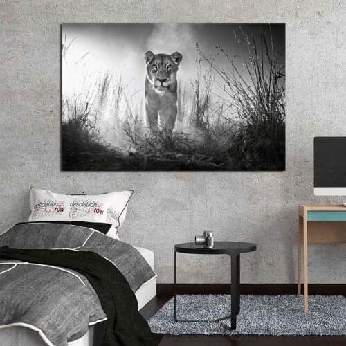 Picture for Living Room Animal Lion Tiger Poster Black and White Wall Art Modern Decoration for Home Frameless Art Prints