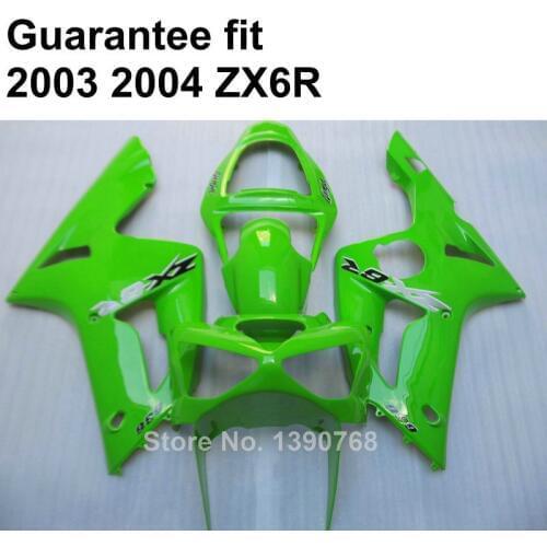 Hot Sale Fairings For Kawasaki ZX6R 03 04 Green Fairing Kit Ninja ZX 6R 636 2003 2004 HQ08