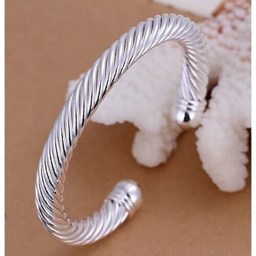 B030 Hot Sale silver-plated jewelry Bracelets For Women Wholesale Free Shipping Charm Fashion 925 Jewelry Twisted Bangle