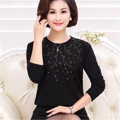 Middle-aged Mother O-Neck Knitting Sweater Women Spring Thin Sweater And Pullover Female Large Size Knitwear Shirt PZ2811