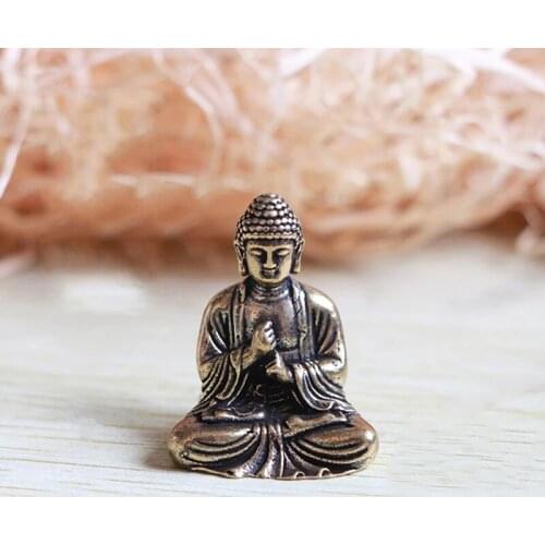 ZOCDOU 1 Piece Copper Chinese Buddha People Man Small Statue Little Figurine Crafts Figure Ornament Miniatures