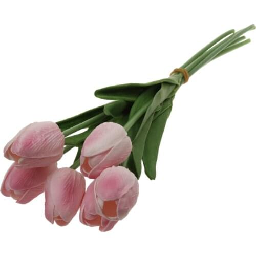 Multi-color PU Touch Home Floral Decor Mini Tulip Bouquet Artificial Flower Bunch