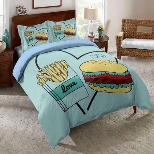 Delicious Food Hamburger Kids Bedding Set Modern Luxury Duvet Cover Sets Comforter Bed Linen Queen King Single Size Dropship