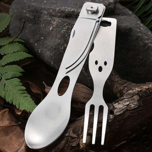 3 In1Outdoor Camping Tableware Set Spoon Fork Knife Separable Stainless Steel Spork Cutlery For Picnic Hiking Backpacking Home