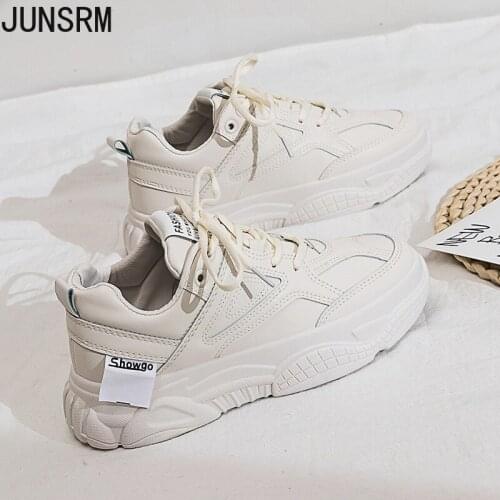 2021 New Women Casual Sport Shoes Street Leather Patchwork Comfortable Sneakers Girl Fashion Trainers 3 Colors Leisure Shoes