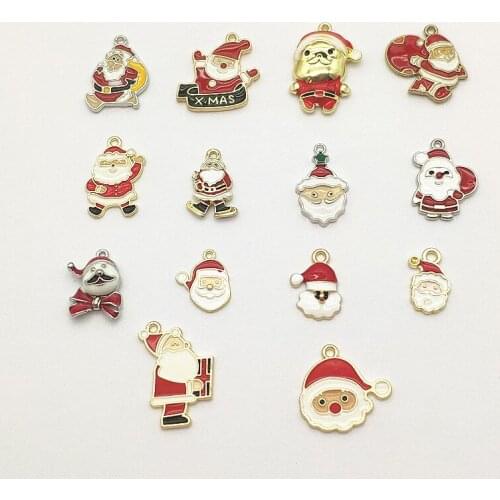 New Arrival! 100pcs Christmas Santa Clau Pendants Enamel Charm for Handmade Necklace earrings DIY ,Jewelry Findings & Components