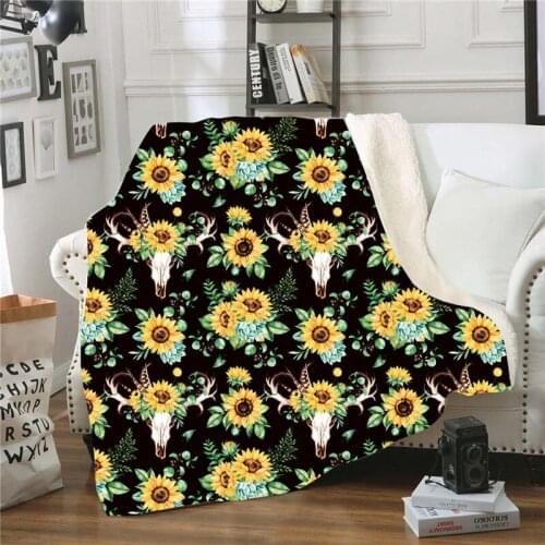 Sun Flower 3D Printed Sherpa Blanket Couch Quilt Cover Travel Bedding Outlet Velvet Plush Throw Fleece Blanket Bedspread SF3