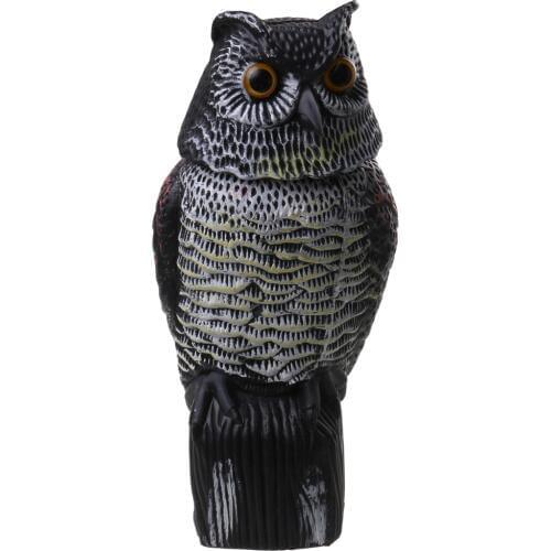 Lifelike Rotating Owl Decoy Ornament Cat Bird Seagull Pigeon Scarecrow Garden Decor