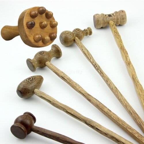 Yoga meridian rod nine fine wheel shaft Whole body massage roller pounded his waist back massage neck leg wooden massager