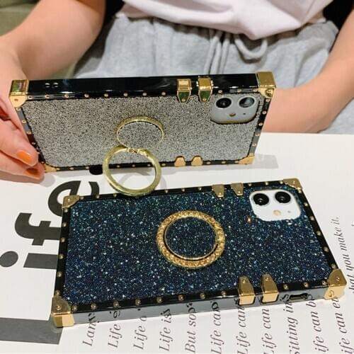 Luxury Bling Particle Diamond Case for Samsung A71 A81 A91 A12 A31 A51 A10E A20E A21S A20 A40 M60S M31 M21 Square Silicone Cover