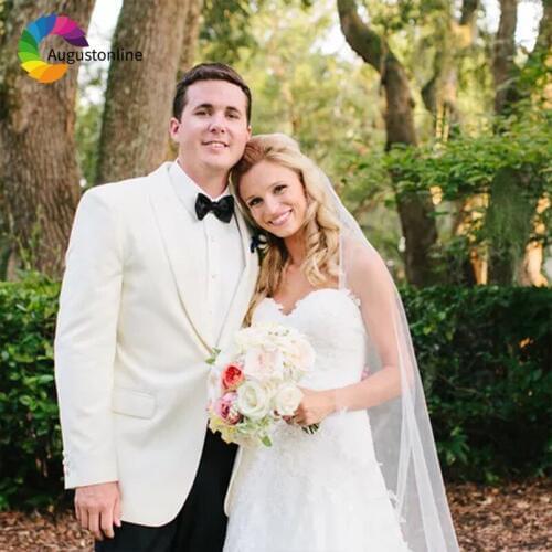 Ivory Wedding Suits Groom Wear Slim Fit Men Suits Tuxedos Terno 2Pieces (Jacket+Pants) Groomsman Bridegroom Blazer Costume Homme