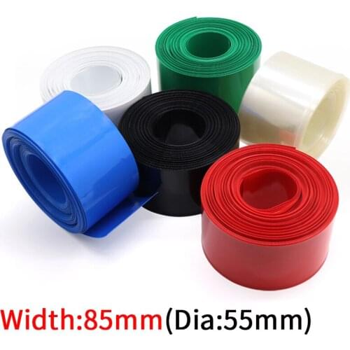 Dia 55mm PVC Heat Shrink Tube Width 85mm Lithium Battery 18650 Pack Insulated Film Wrap Protection Case Pack Tubing 1 meter