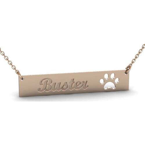 Ufine Personalized Dog Name Bar fashion paw print pendant Necklace cooper high quality pendant necklace N2139