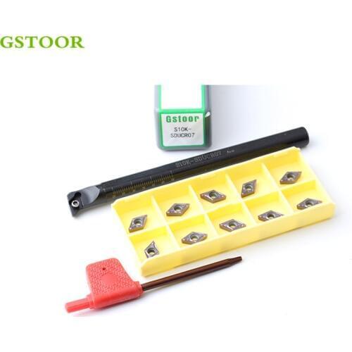 1PC S10K-SDUCR07 S10K-SDUCL07 S12M-SDUCR07 S12M-SDUCL07 with 10PCS DCMT Hard Alloy Inserts Turning Tool Holder Set