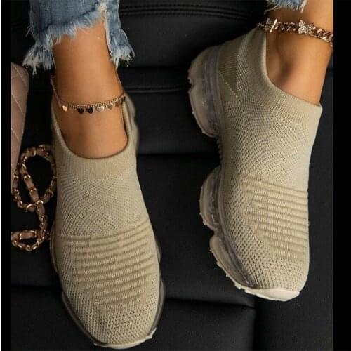 2021 Woman Platform Sneakers Mesh Breathable Vulcanized Female Slip On Spring Sport Shoes Ladies Casual Comfort Flat Plus Size