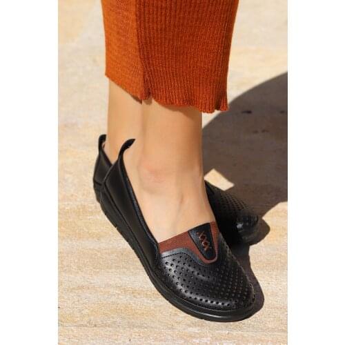 Woggo Pnt 296004 Skin Laser Cut Women Summer Ballerina Shoes