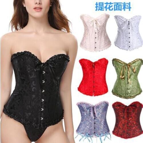 Cheap Price Corset Lace Up Bustier Top Overbust Boning Gothic Gorset Plus Size Floral Korsett For Women Sexy Outfit