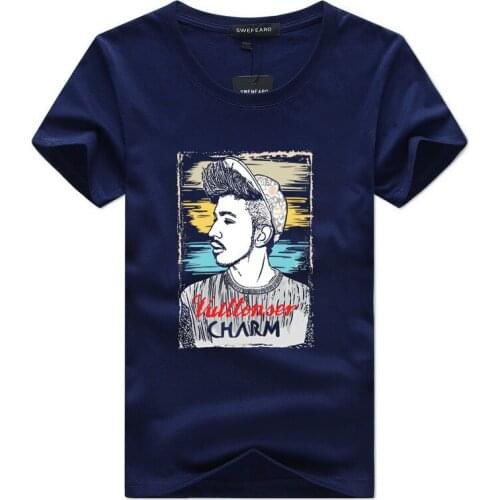 ZYG6182-A1206 2021 new Young han edition men round collar leisure trend plus-size men T-shirt with short sleeves cheap wholesale