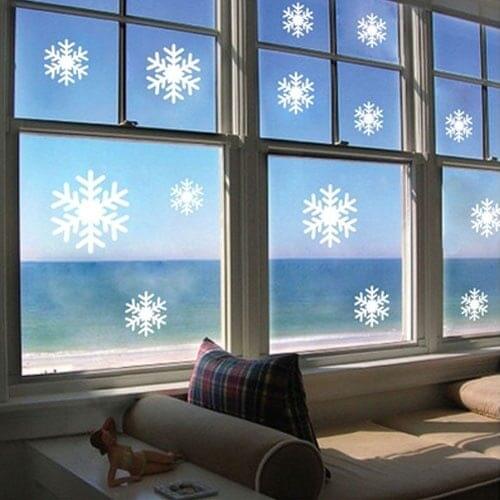 14 Pieces Wall Sticker White Frozen Snowflakes Vinyl Art Decal Christmas Window Sticker DIY Home Wall Shop Window Decor YO-102
