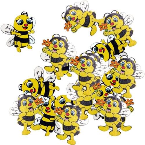 20 Pieces Of Wood Bees Flatback Decoration Piece Of Wood Decoration