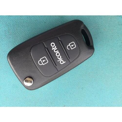 5Pcs/Lot OF New Replacement Key Case For Hyundai Picanto 3 Buttons Remote Flip Shell Blank With Uncut Blade No Logo Auto Parts