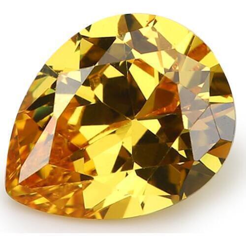 50PCS 2x3~13x18mm Pear Shape Brilliant Cut AAAAA Golden Yellow Color Loose Cubic Zirconia Gems CZ Stone For Jewelry Diy