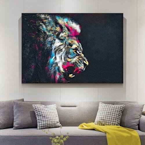 Watercolor Lion Canvas Art Paintings Modern Animals Wall Posters and Prints Lion Art Pictures for Living Room Cuadros Decoration