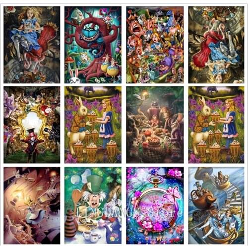 5D DIY Diamond Painting Disney Cartoon Girl Alice In Wonderland Garden Diamond Mosaic Embroidery Cross Stitch Kits Home Decor