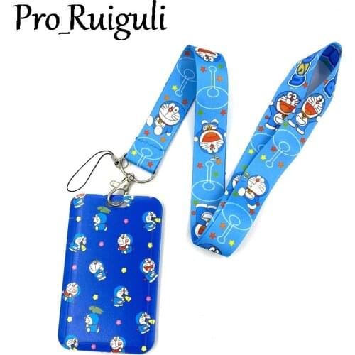 Anime Doraemon Key lanyard Car KeyChain ID Card Pass Gym Mobile Phone Badge Kids Key Ring Holder Jewelry Decorations