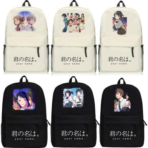 Anime your name. Tachibana Taki Backpack Cartoon Miyamizu Mitsuha Makoto Shinkai Bags Oxford Student School Bag Unisex